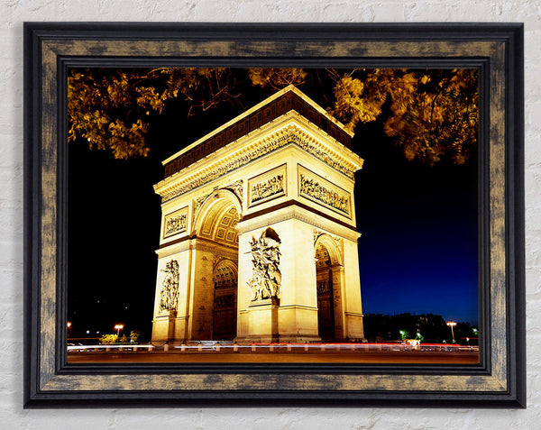 Paris Arc De Triomphe Night Glow Framed Print