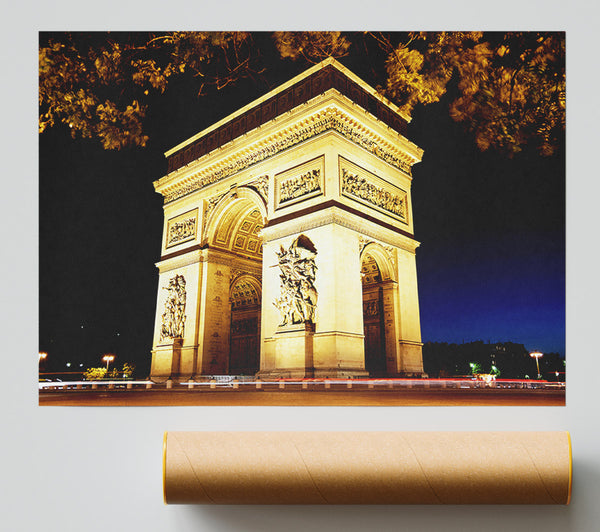 Paris Arc De Triomphe Night Glow Poster