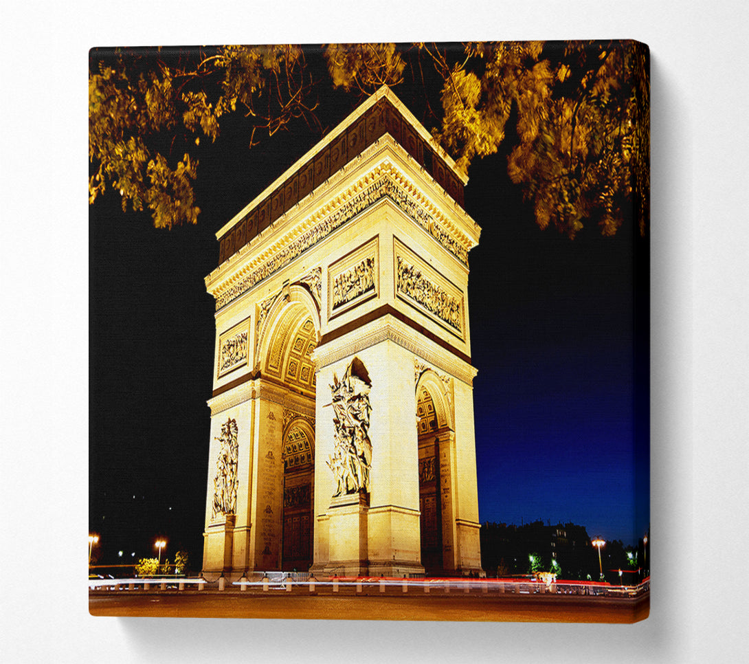  A Canvas Print of Paris Arc De Triomphe Night Glow Canvas Art