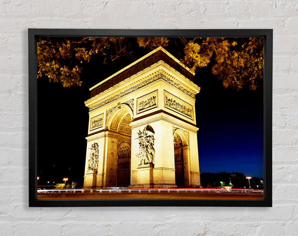 Paris Arc De Triomphe Night Glow Framed Print