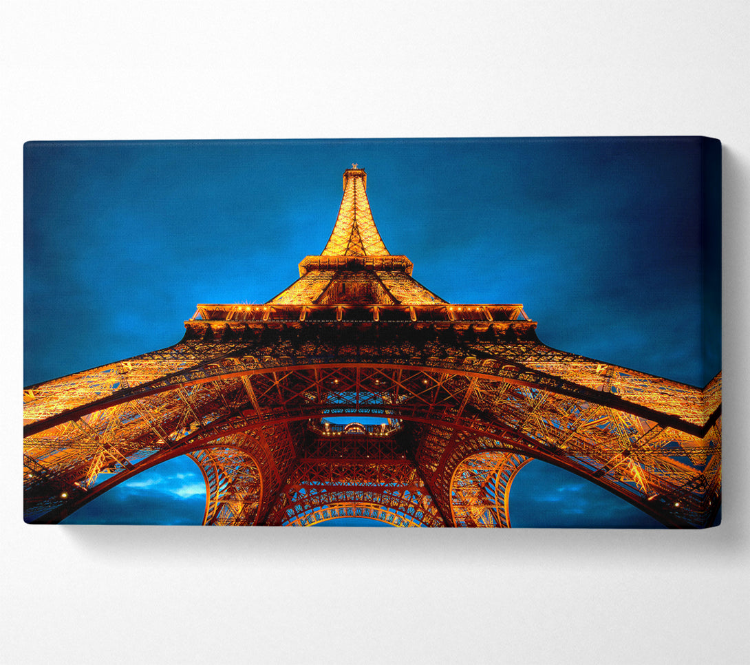  A Canvas Print of Paris At Night Eiffel Tower View From Below Canvas Print