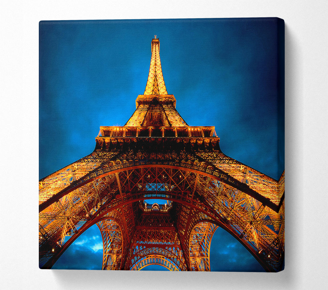  A Canvas Print of Paris At Night Eiffel Tower View From Below Canvas Print