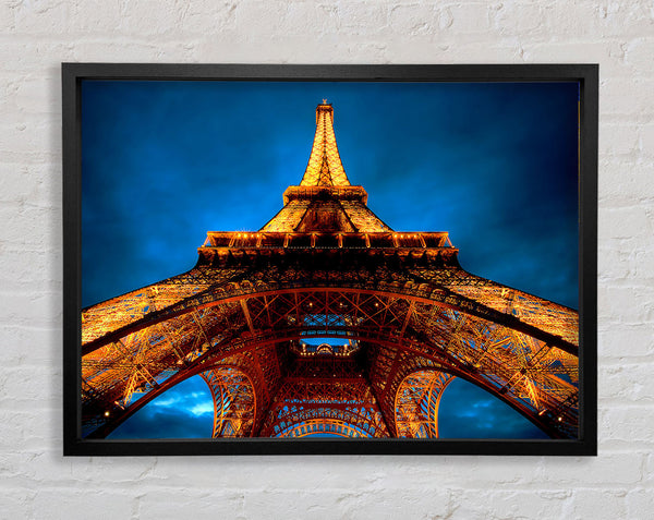 Paris At Night Eiffel Tower View From Below Framed Print