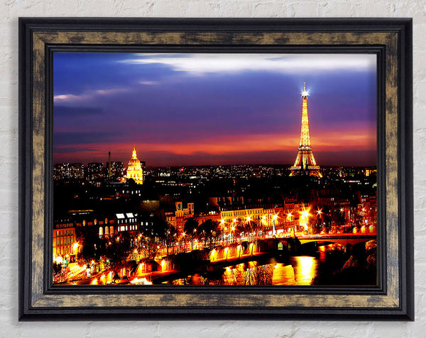 Paris City At Night Framed Print