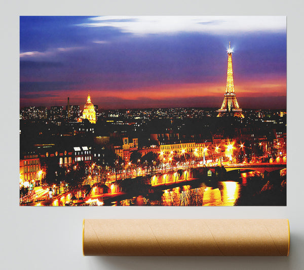 Paris City At Night Print