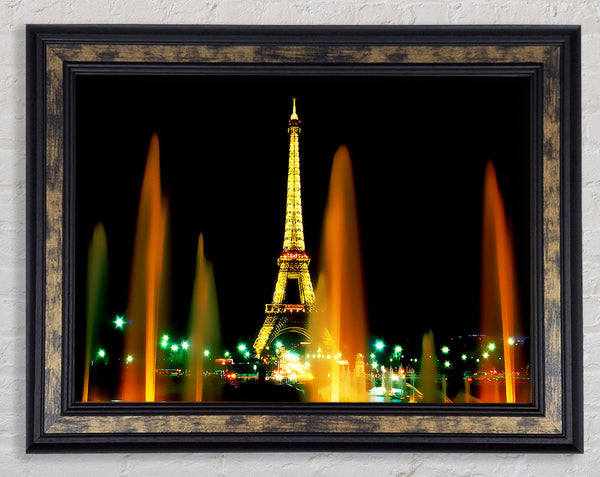 Paris Eiffel Tower Falls Framed Print