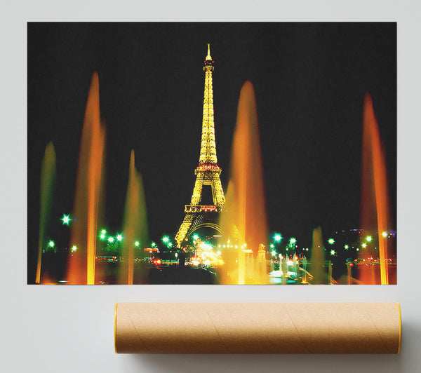 Paris Eiffel Tower Falls Poster