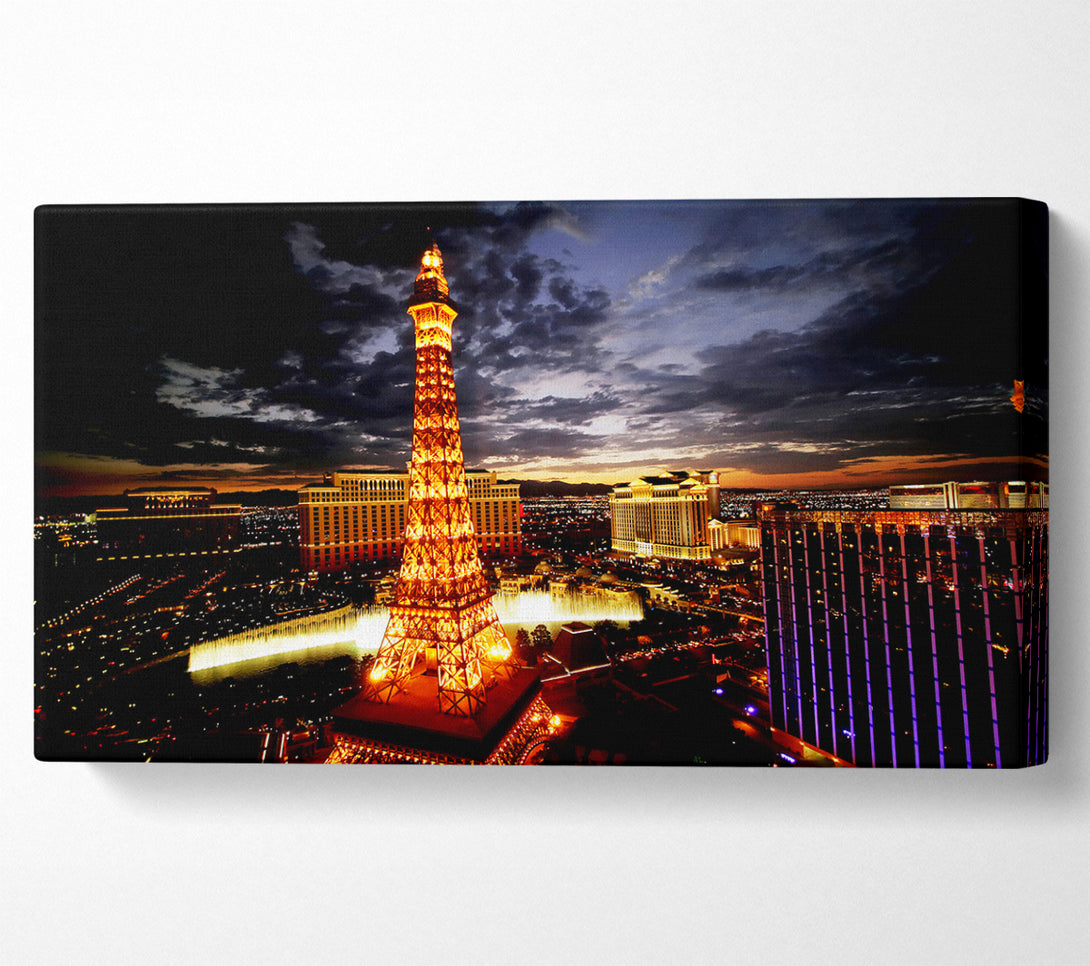  A Canvas Print of Paris Eiffel Tower Golden Night Glow Canvas Print