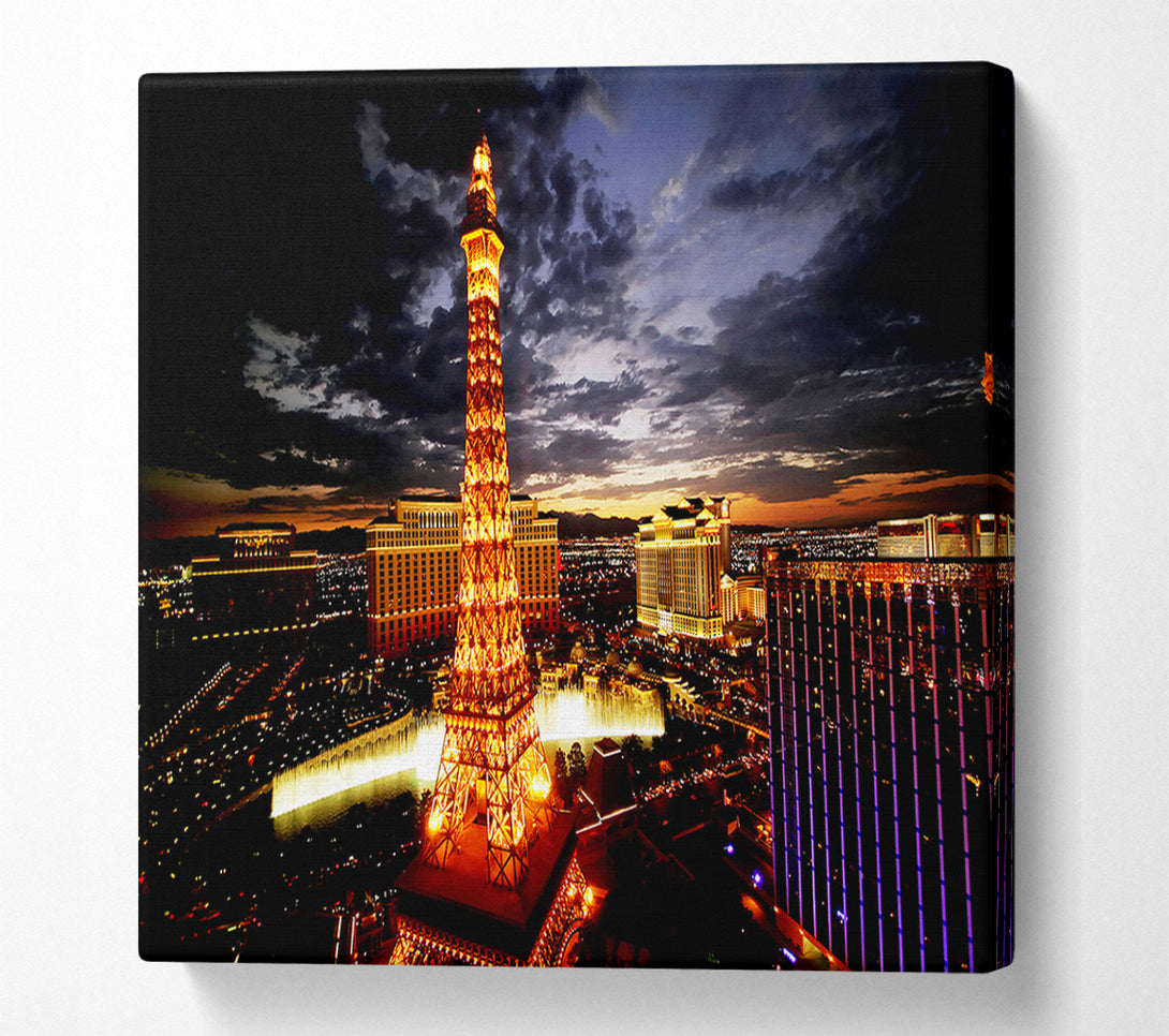  A Canvas Print of Paris Eiffel Tower Golden Night Glow Canvas Print