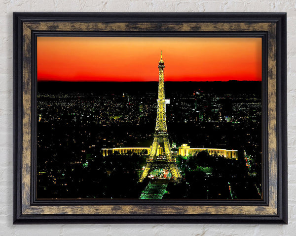 Paris Eiffel Tower Golden Nights Framed Print