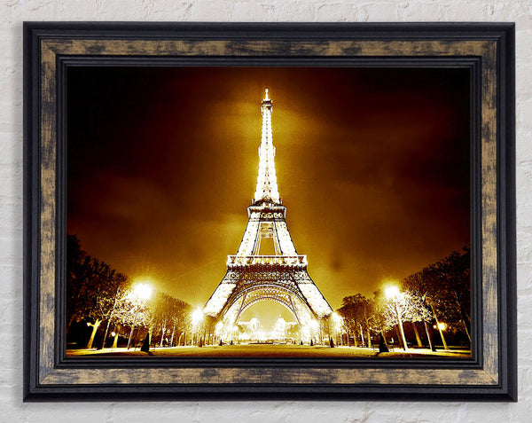 Paris Eiffel Tower Retro Framed Print