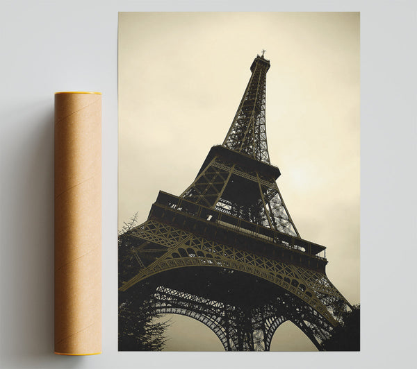 Paris Eiffel Tower Sepia Giclee Print