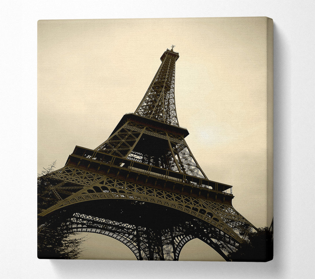  A Canvas Print of Paris Eiffel Tower Sepia Canvas Wall Art
