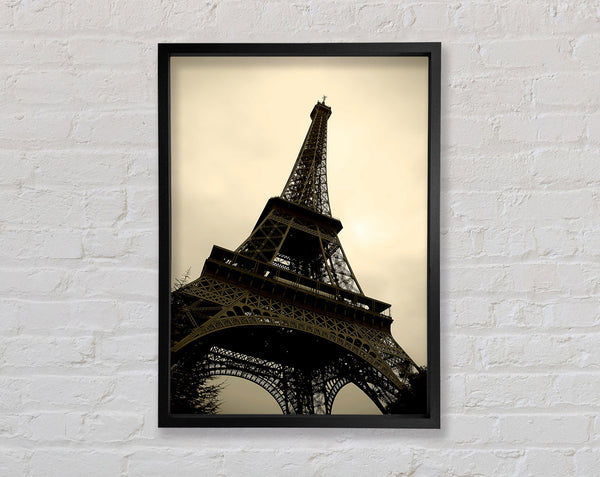 Paris Eiffel Tower Sepia Framed Print