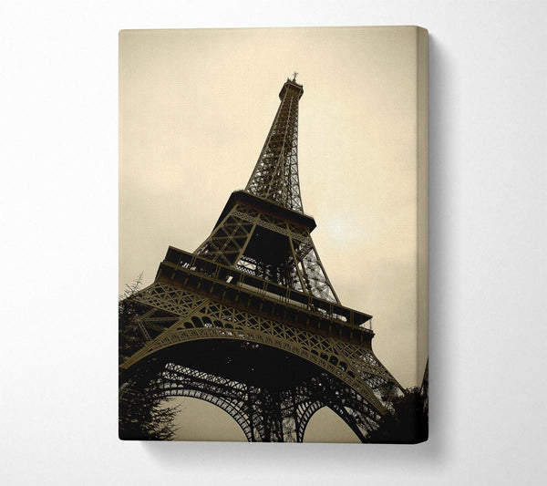  A Canvas Print of Paris Eiffel Tower Sepia Canvas Wall Art