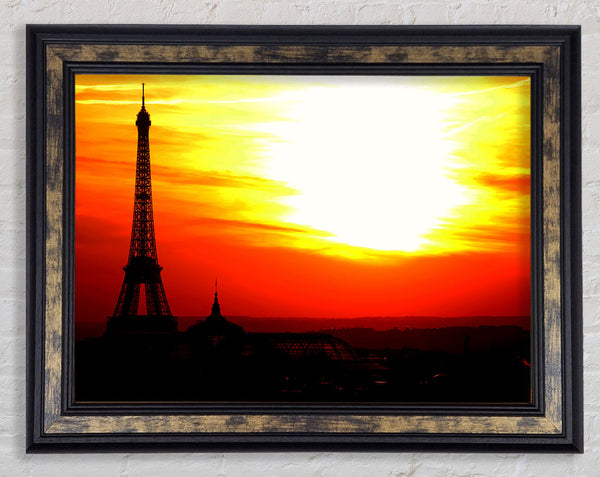 Paris Eiffel Tower Sun Blaze Framed Print