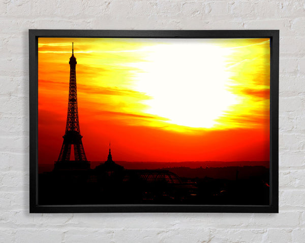 Paris Eiffel Tower Sun Blaze Framed Print