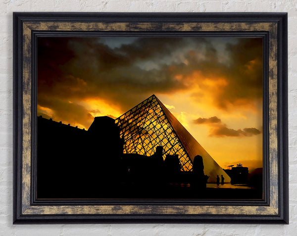 Paris Louvre Pyramid At First Light Framed Print