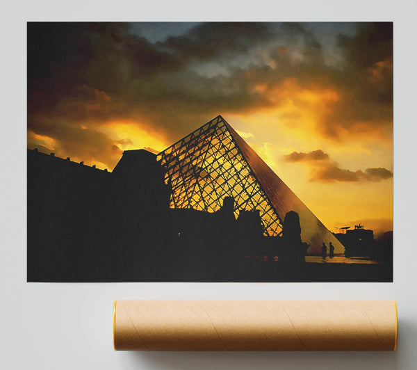 Paris Louvre Pyramid At First Light Print