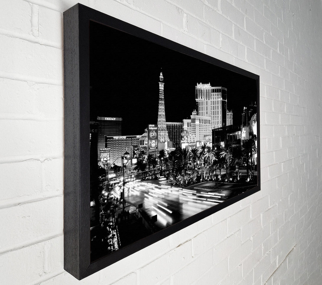 A Canvas Print of Paris Roads Night Lights B n W Canvas Print