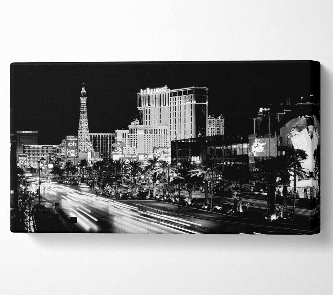  A Canvas Print of Paris Roads Night Lights B n W Canvas Print