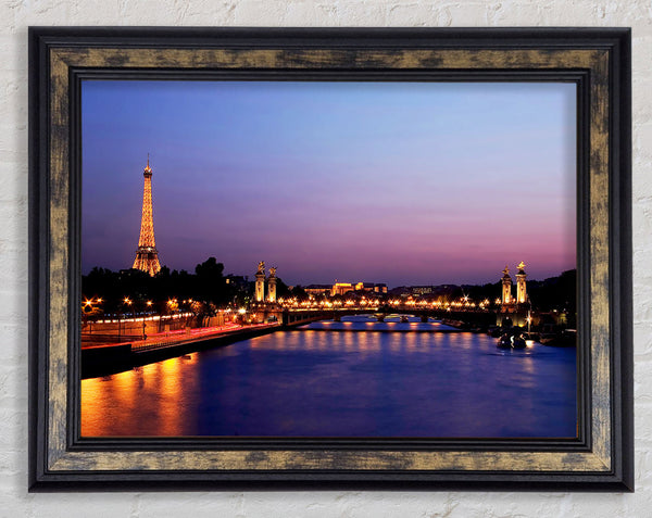 Paris Seine River At Night Framed Print