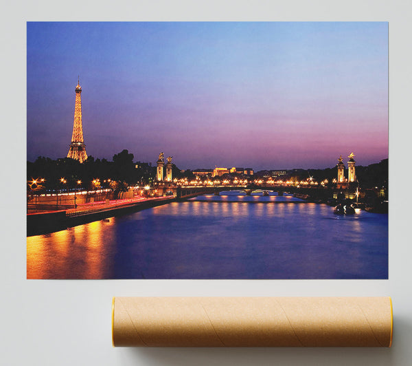 Paris Seine River At Night Print