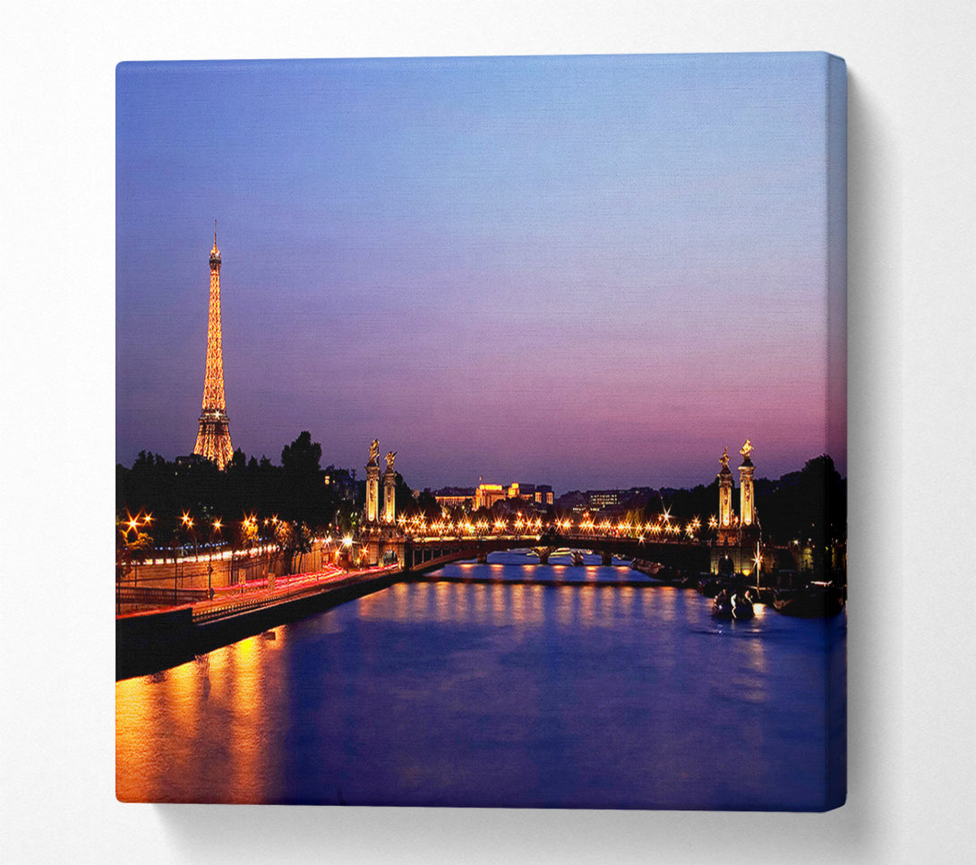  A Canvas Print of Paris Seine River At Night Canvas Art