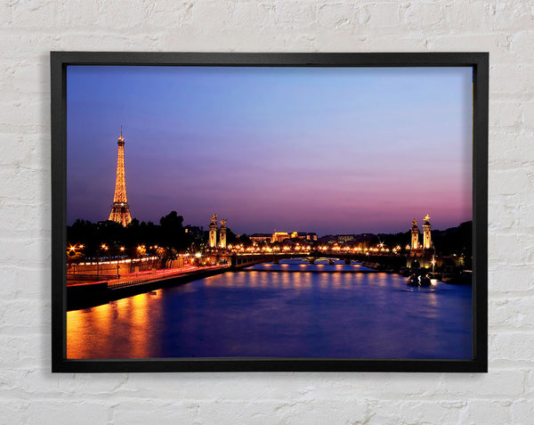 Paris Seine River At Night Framed Print