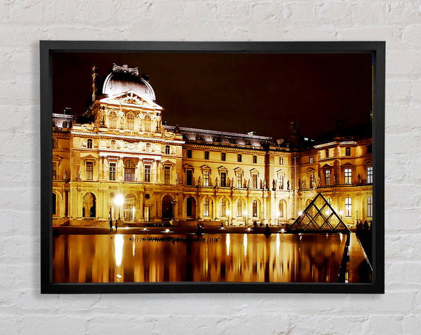 Paris The Louvre Lights At Night Framed Print