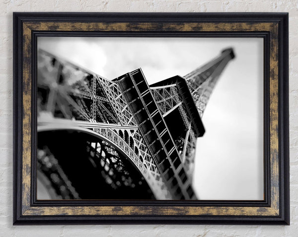 Paris Under The Eiffel Tower B n W Framed Print