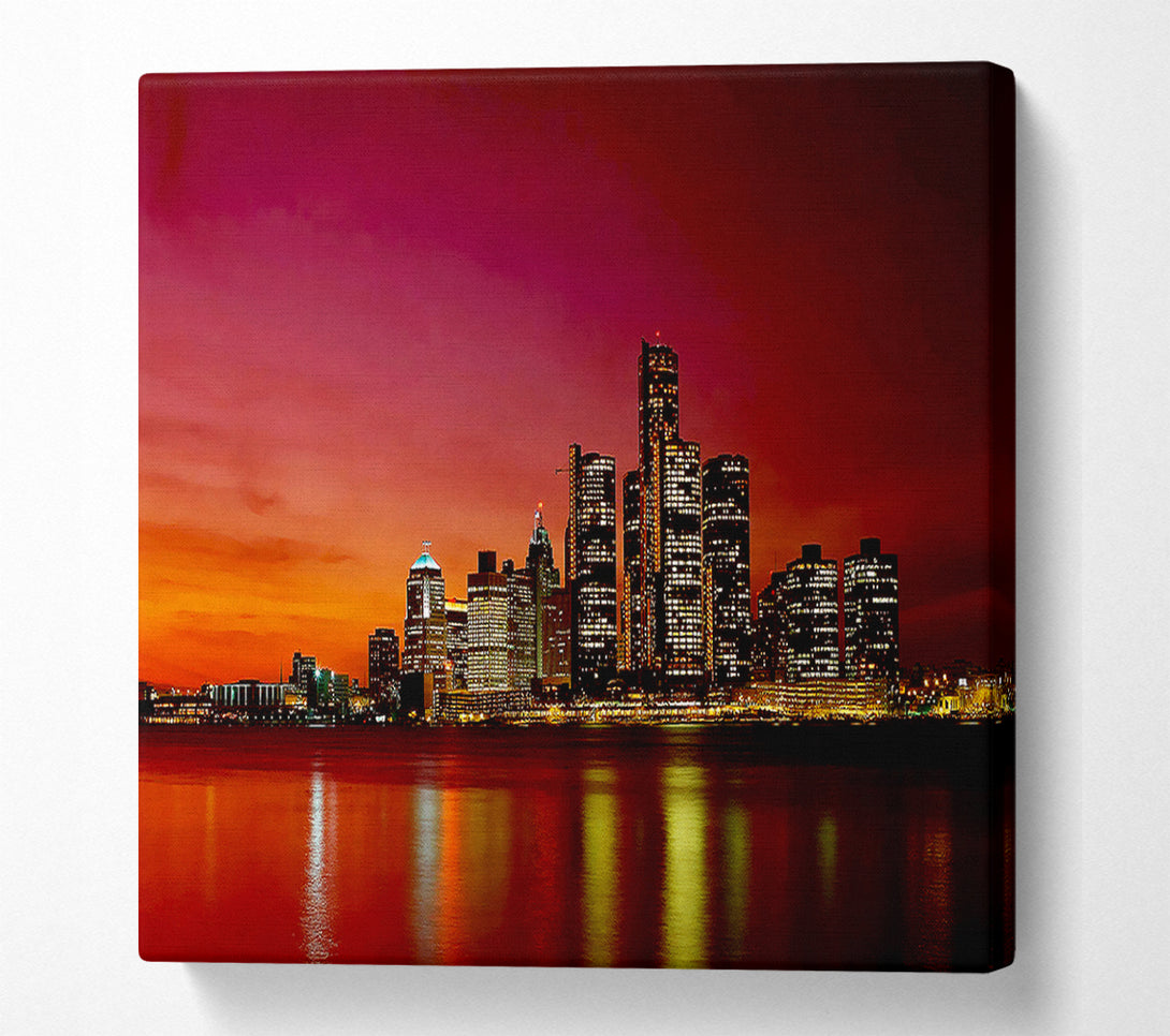  A Canvas Print of Pink City Lights Canvas Wall Art