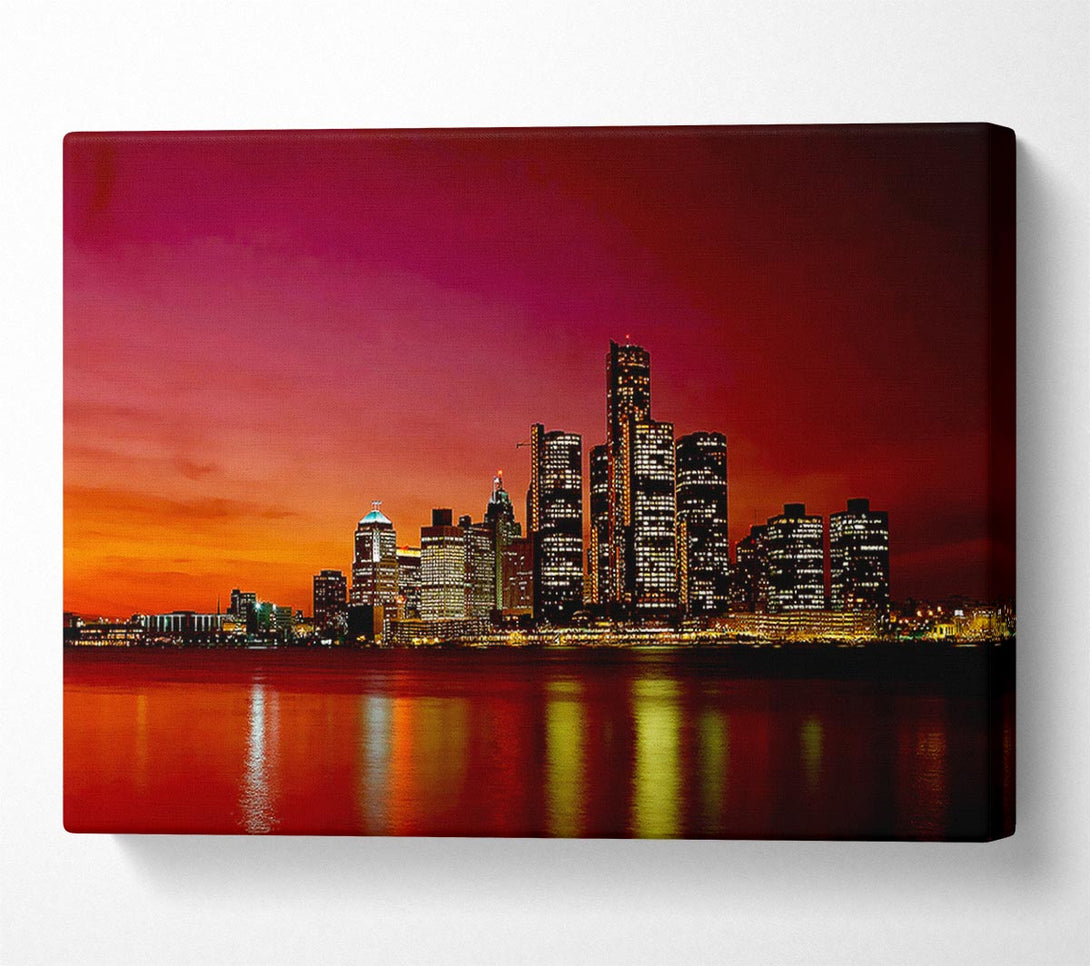  A Canvas Print of Pink City Lights Canvas Wall Art
