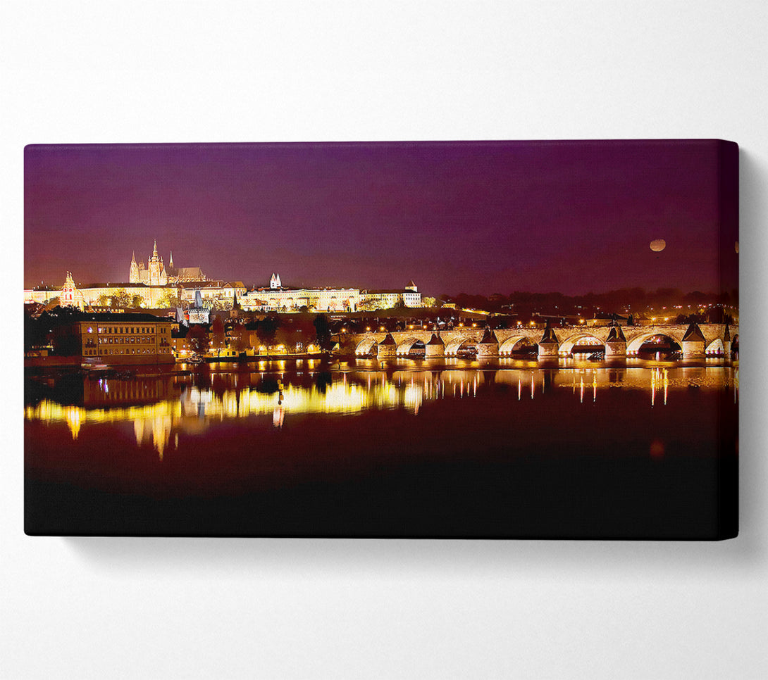  A Canvas Print of Purple City Reflections Canvas Wall Art