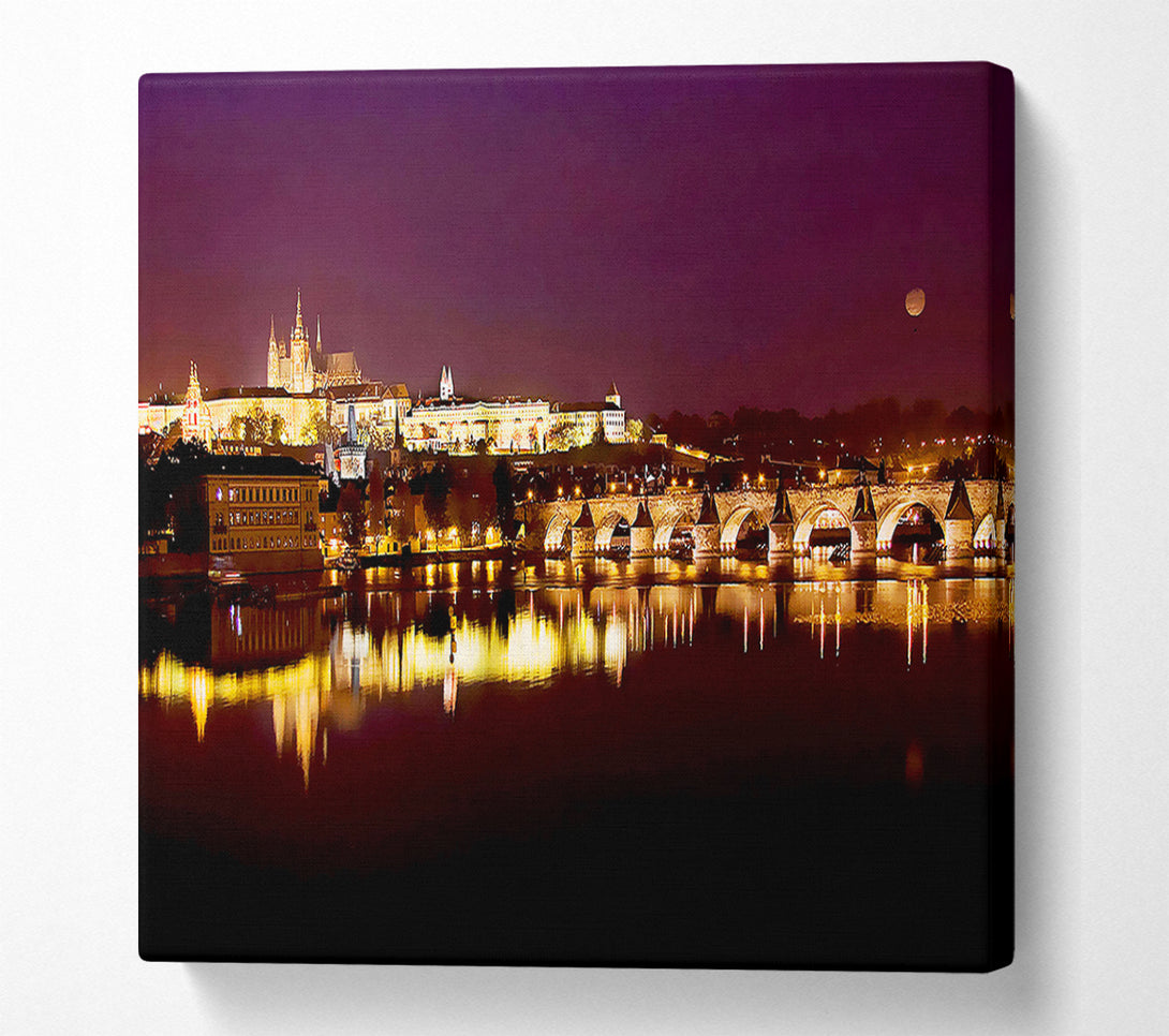  A Canvas Print of Purple City Reflections Canvas Wall Art
