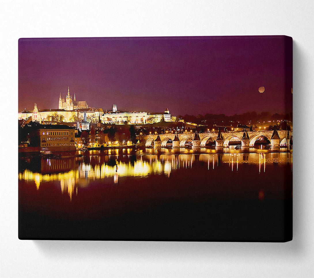  A Canvas Print of Purple City Reflections Canvas Wall Art