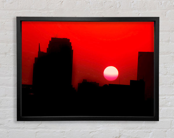 Red City Sundown Framed Print