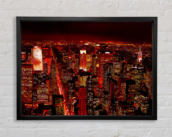 Red Glow City Framed Print