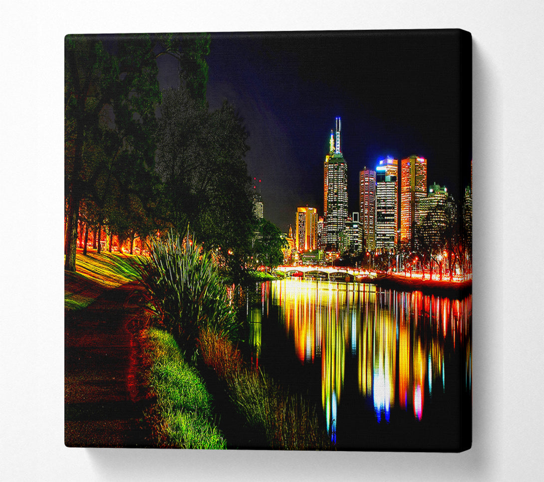  A Canvas Print of Reflections Of A City River Canvas Art