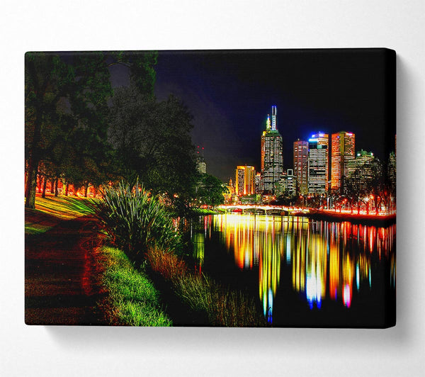  A Canvas Print of Reflections Of A City River Canvas Art