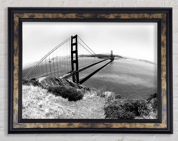 San Francisco Bridge B n W Across The Waters Framed Print
