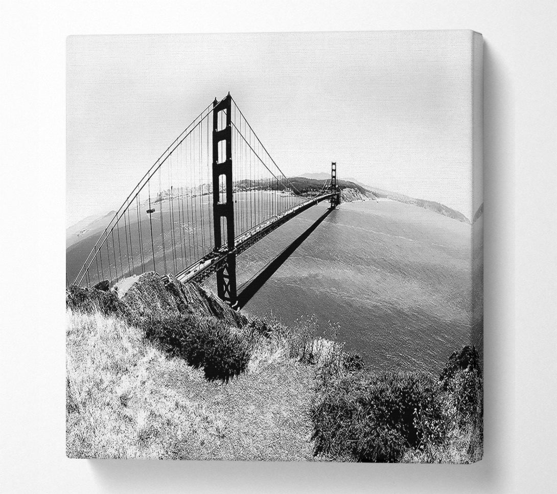  A Canvas Print of San Francisco Bridge B n W Across The Waters Canvas Print