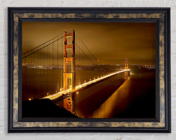 San Francisco Bridge Golden Mist Framed Print