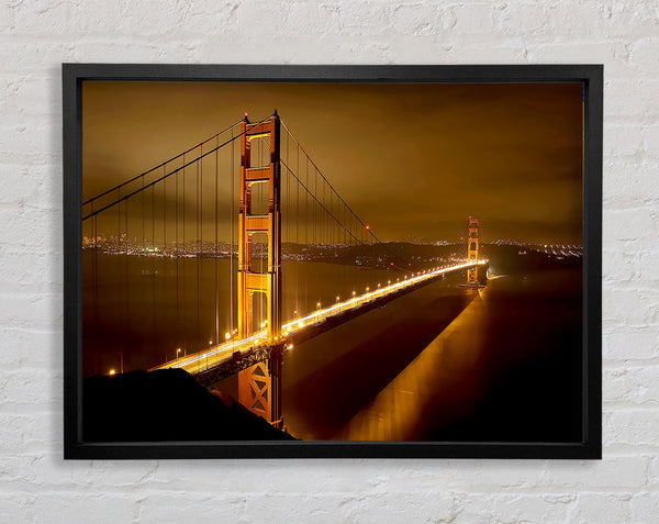 San Francisco Bridge Golden Mist Framed Print