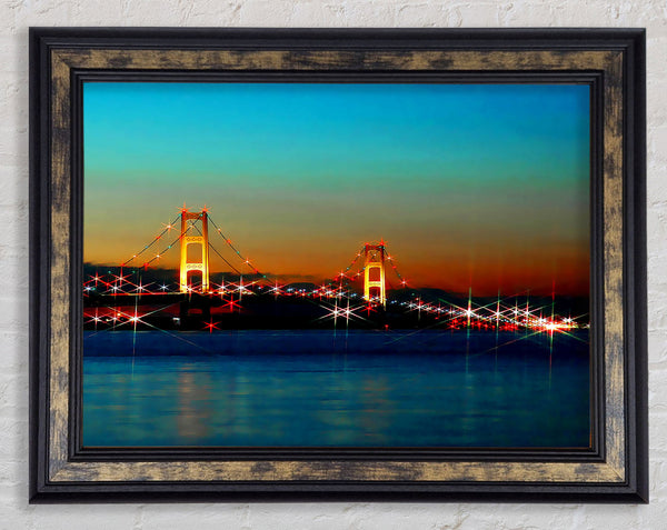 San Francisco Bridge Lights Framed Print