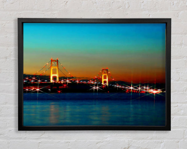 San Francisco Bridge Lights Framed Print