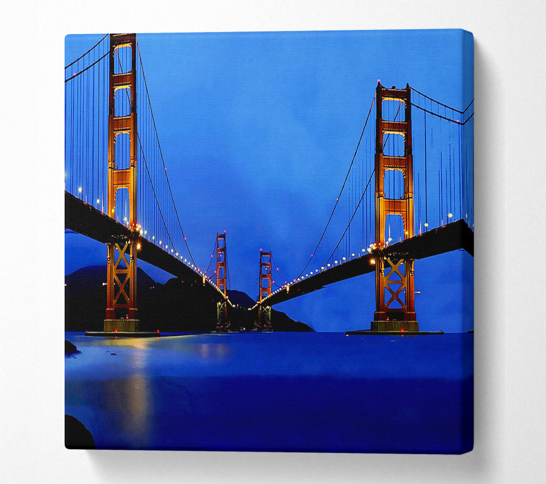  A Canvas Print of San Francisco Bridge Twins Blue Hue Canvas Print