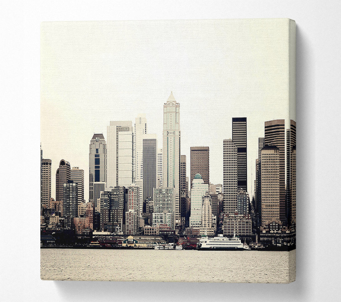  A Canvas Print of Seattle As Seen From Elliot Bay Canvas Art