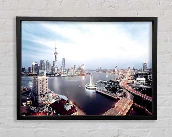 Shanghai Skyline Framed Print