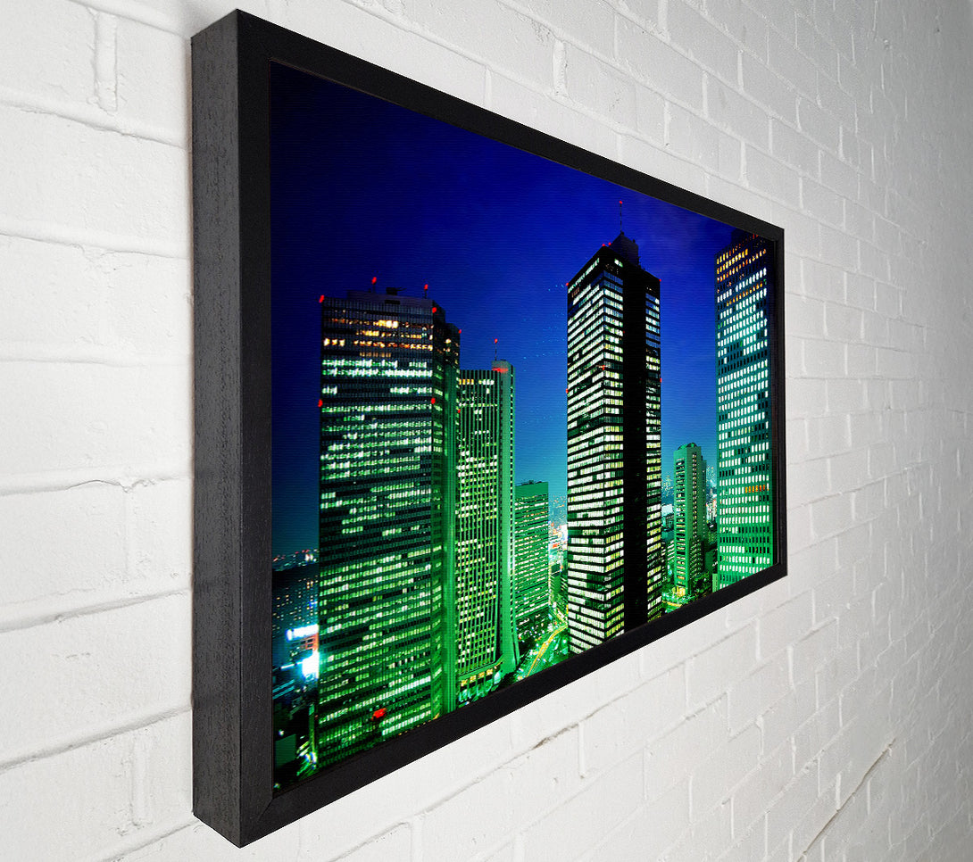  A Canvas Print of Skyscrapers Green Hue Canvas Wall Art